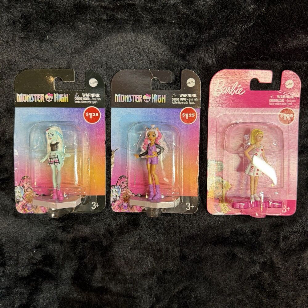 Monster High Mini Figures Frankie Stein & Catty Noir + Barbie Cake Top Sealed